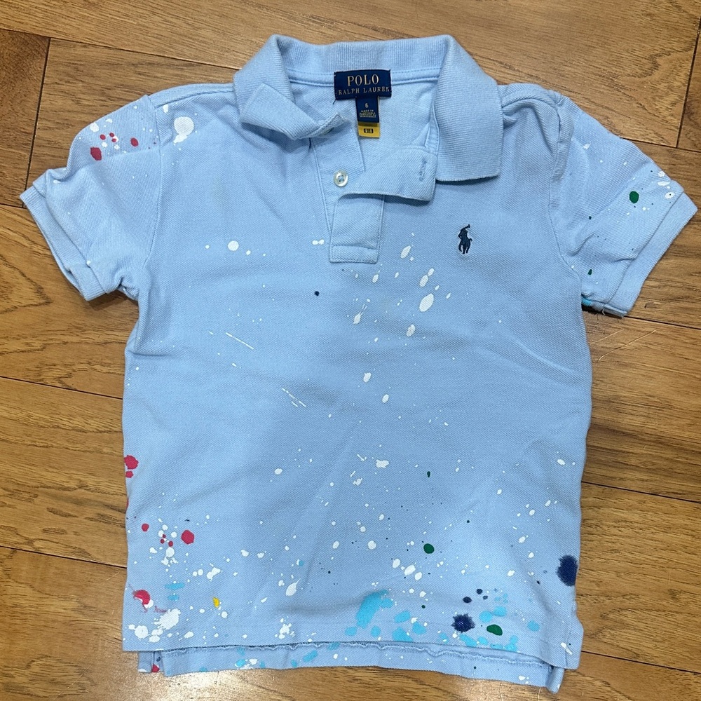 Polo by Ralph Lauren Kids Light Blue Splatter Polo Shirt